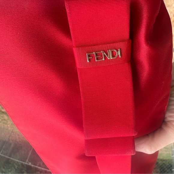 Fendi Red Satin Clutch with Bow Accent NWOT AUTHENTIC!!  Super cute - Picture 4 of 7